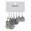 Antique Sliver-Plated Hollow Alloy Geometric Dangle Indian Earrings For Women Gypsy Zircon Boho Ethnic Leaf Bell Tassel Earring