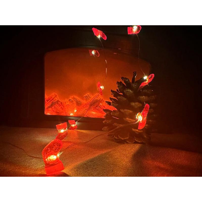 Luci di Natale a LED con Babbo Natale, Pupazzo di Neve, Renna e Campane nel Design Cappello Nero