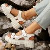 European and American Velcro Sandals 2025 Summer New Large Size Platform Sandals Foreign Trade Explosion Round Head Sandals Women