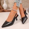 Women's Pointed Toe Patent Leather Sandals Medium Heel Comfortable Dress Shoes for Wedding Office Party Daily Wear
