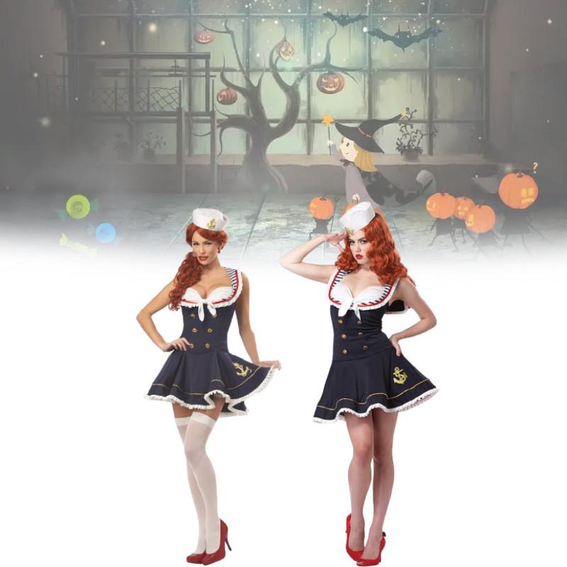 Sexy Ladies Halloween Sassy Sailor Girl Party Costume Naval Fancy Outfit Dress
