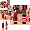 Cozy Knit Red Wine Bottle Sleeve With Striped Elf Design For Christmas Celebration