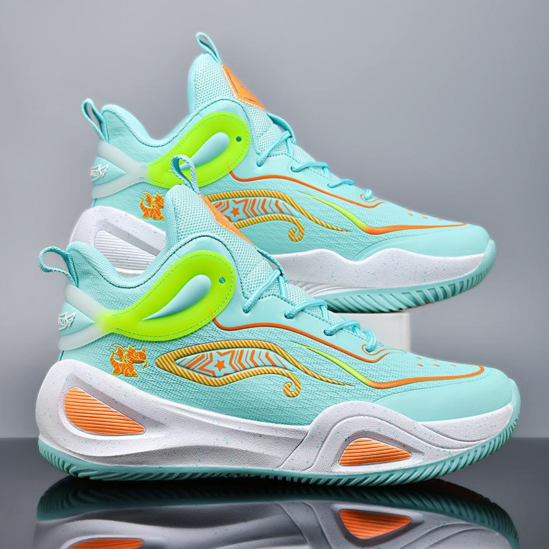 New mandarin duck basketball shoes men's leather high-top sports shoes female adolescent primary and secondary school students older children's tra