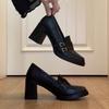 Retro Versatile Thick Heel Height Increasing Loafers for Women 2026 New British Style Commuting Leather Shoes