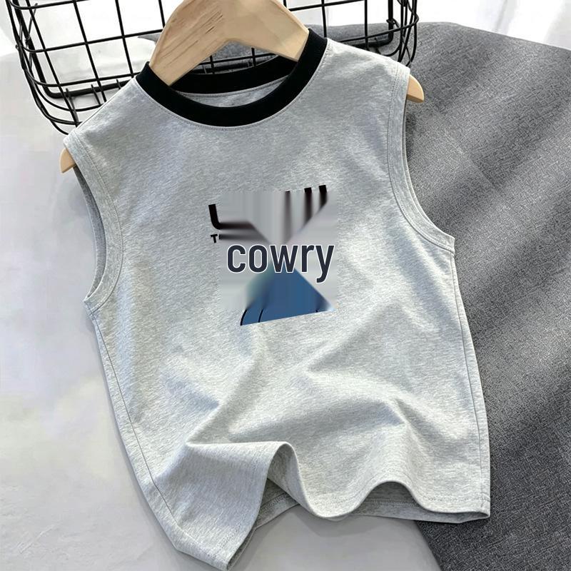 Boys' Trendy Contrast Color Sleeveless Cotton Top (Ages 6-15)