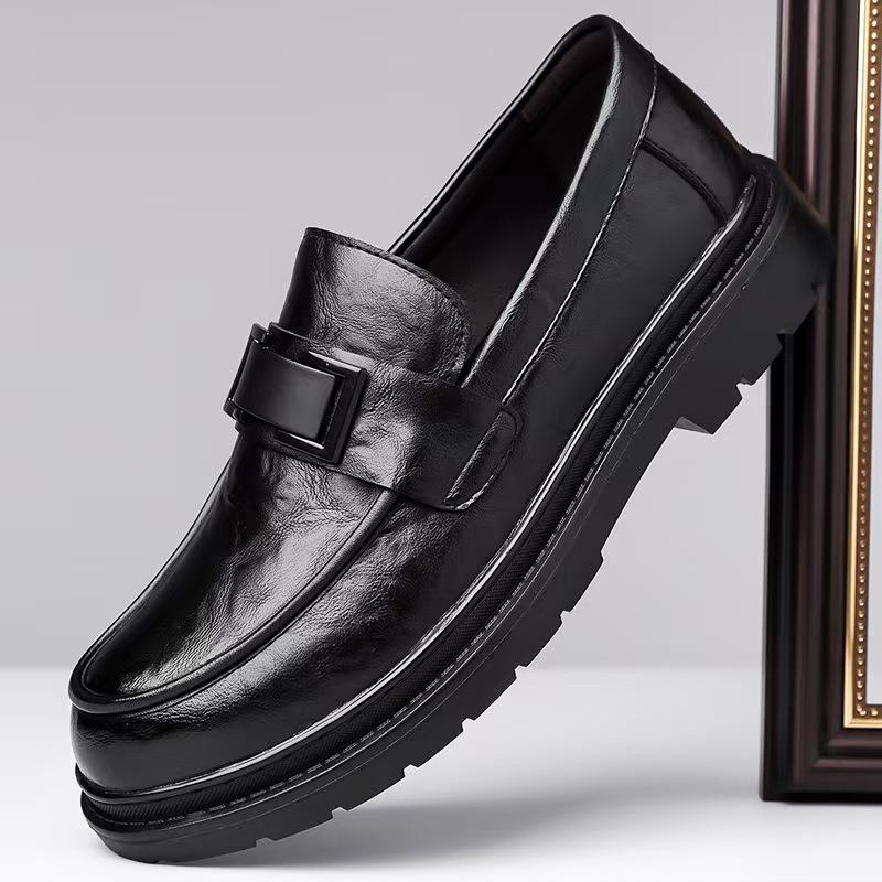 2025 Autumn Men's British Style Soft Sole Leather Shoes - Casual, High-End, Outdoor, Formal, Thick Sole
