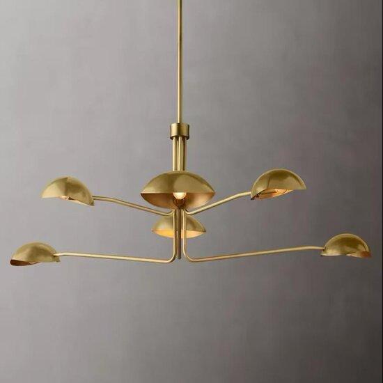 Lustre Sputnik Feito à Mão em Latão Preto e Antigo – Luminária Italiana Mid-Century