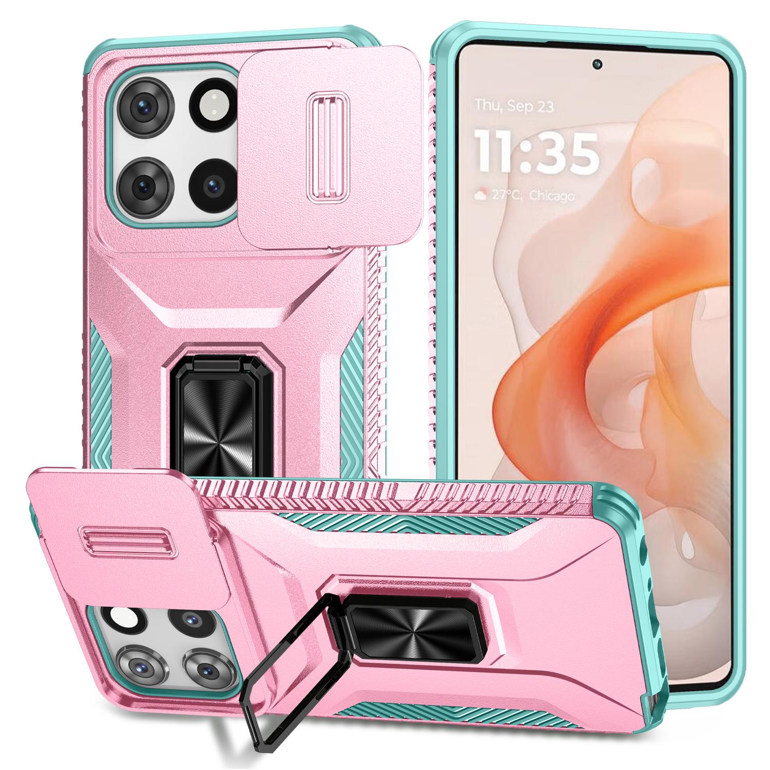 

For Motorola Moto G Stylus 5G (2025) Case Camshield Kickstand TPU+PC Anti-Slip Phone Cover Pink+Grey Green