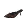 Fashion New Leopard Print Women High Heel Slipper Pointed Toe Thin Low Heel Sandal Ladies Mules Shoes Zapatos Mujer
