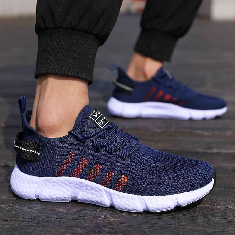 New Men'S Cushioned Running Shoes Knitted Mesh Breathable Soft Soled Sneakers Fashion Forward Lightweight Outdoor Exercise Shoes