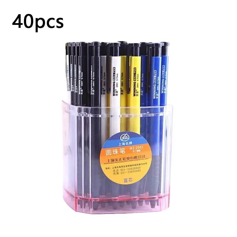 40pcs Blue/Black Ballpoint Pens Office Supplies 0.7mm Cute Ballpoint Pens Long Lasting Smooth Writing School Supplies Stationery