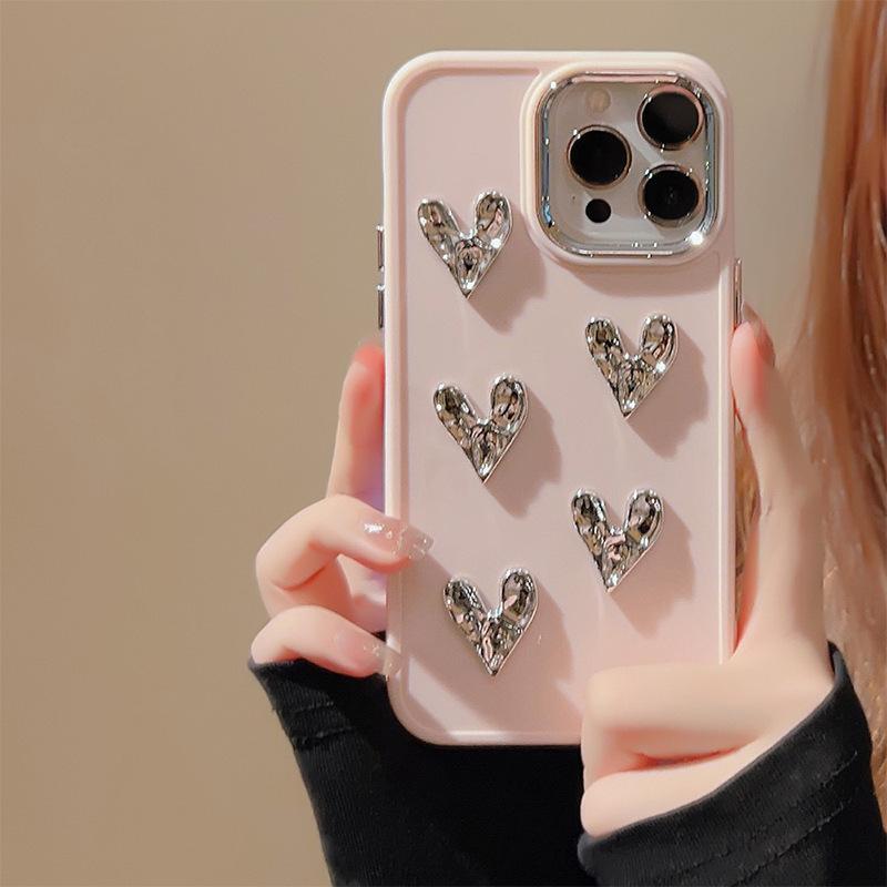 

For Apple 16Pro Electroplated Love Phone Case for IPhone17promax Creative 14 Silicone 13 Soft Women s Model For iPhone 7/8/SE 2020