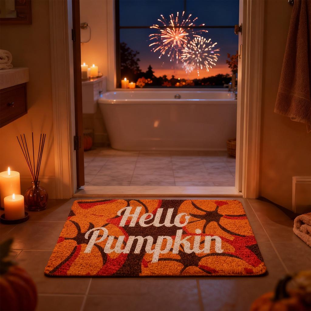 Fall Door Mat,Pumpkin Welcome Doormats Natural Coir Mats Non Front Door Rugs For Thanksgiving Decorative Entrance Porch Outdoors