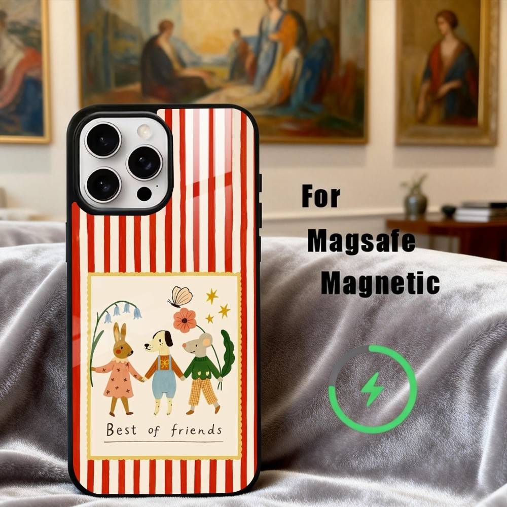 R-rabbit F-flower-R art Phone Case For iPhone17,16,15,14,13,12,11 Plus,Pro Max Magnetic For Magsafe Wireless Charging