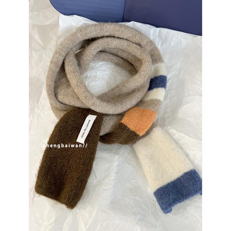 

Retro Versatile Knitted Narrow Scarf for Women Fashionable Spring and Autumn Korean Style Soft Woolen Neck Scarf and Neck Protection Trend 150*4cm