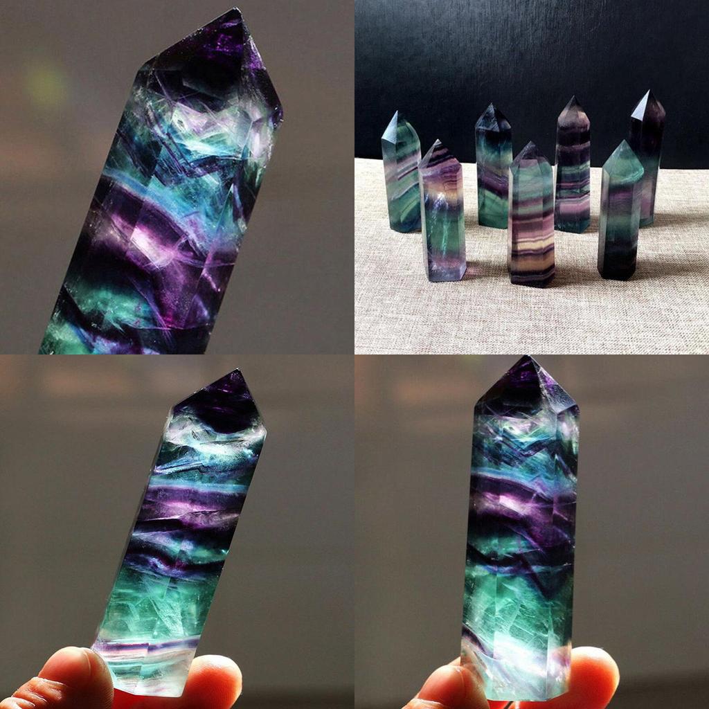 Elegant Natural Fluorite Quartz Crystal Stone Healing Amethyst Hexagonal Wand Point For Wellness And Balance