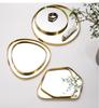 Golden Glass Mirror Storage Tray Irregular Metal Decoration Desktop Jewelry Ring Display Home Aromatherapy Pendulum