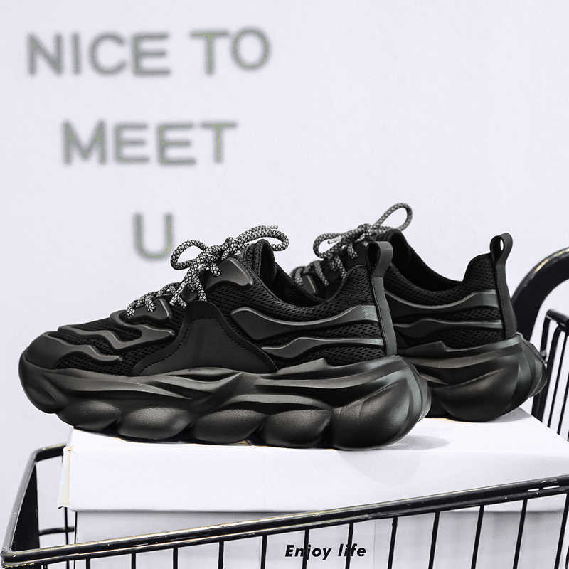 Fashion Anti-slip Thick Heeled Sneakers Casual Women's Shoes Size 44 45 46 47 Blue Trainers Woman Sport Tenus Tenes Loafer'lar