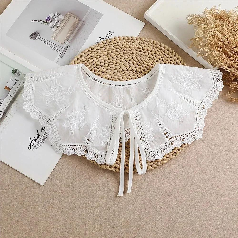 Summer Bow Tie Shawl White Fake Collars for Women Removable Dress Detachable Collar Wrap Shawl  False Collar Decor