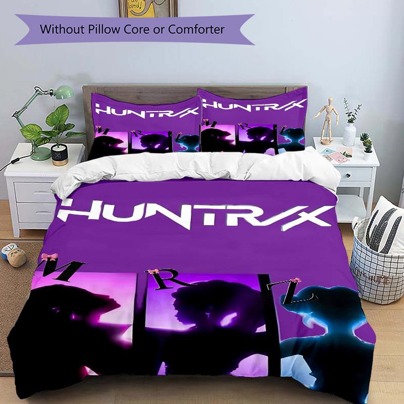 3pcs bedding set K-Pop Demon Hunters Includes 1 Comforter + 2 Pillowcases, Without Pillow Inserts, Soft Comfortable,a0909208