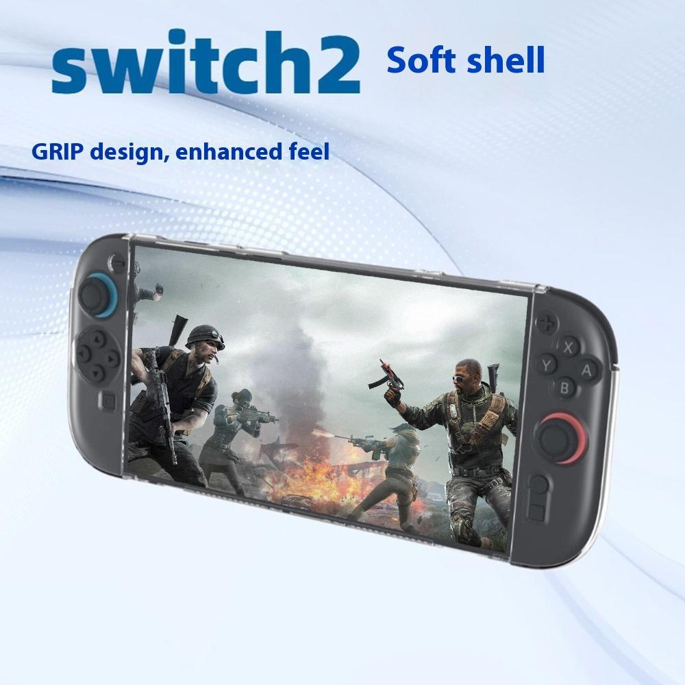 For Nintendo Switch 2 Protective Case Game Console Clear Anti Scratch TPU Cover with 6 Game Card Storage Slots