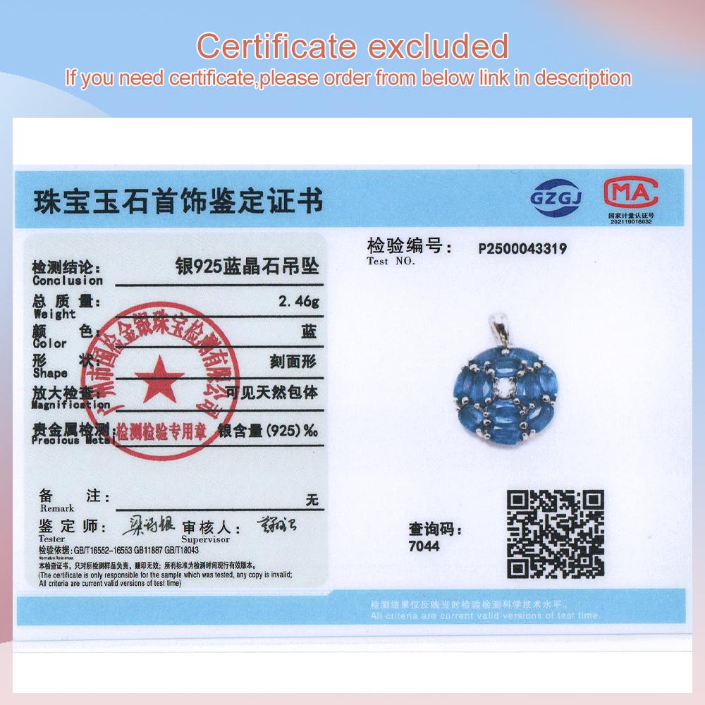 Light Luxury Real Gemstone Natural Blue Kyanite Pendant Necklace 925 Silver Fine Jewelry Elegant and Noble Gift for Women