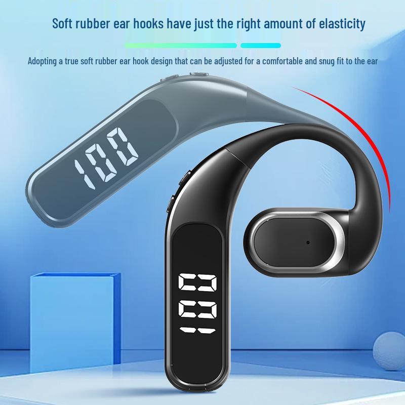 Bluetooth Wireless Stereo Ear-Hook Headset with Digital Display - Universal Fit
