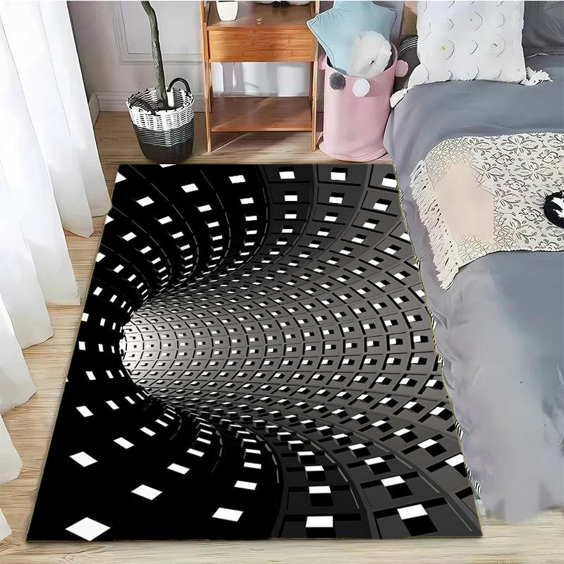 3D Vortex Illusion Area Carpet Rug for Living Room Decor Bedroom  Abstract Geometric Optical Vertigo Carpet Non-slip Floor Mat