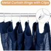 Yolev 15pcs White Curtain Rings with Clips Metal Drapery Rings with Clips 1.26 Interior Diameter Curtain Rod Ring for Hanging Drapery Drapes Fit Up