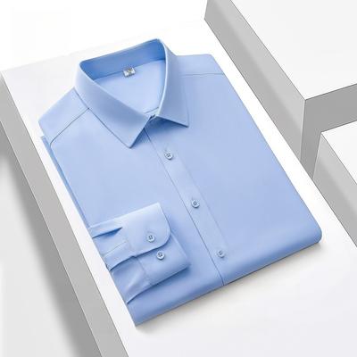 Yeni Kırışıklık Karşıtı Erkek Gömlekleri Uzun Kollu Slim Fit İçin Elbise Gömleği Camisa Social İş Bluzu Resmi Ofis Beyaz Mavi Gömlek
