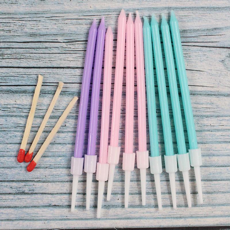 New Colorful Creative Baking Supplies Decorative Straight Candle Birthday Party with Matches 10 Candles