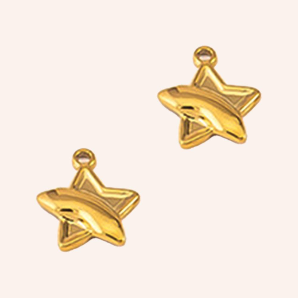 2pcs Stainless Steel Irregular Red Enamel Round Heart Star Design Pendant Necklace Earring Heart Charms Craft Jewelry Findings