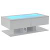 100*50*35cm Coffee Table, High Gloss Sofa Table, Living Room Table with Drawers, Coffee Table with LED Light, Glass Top, White
