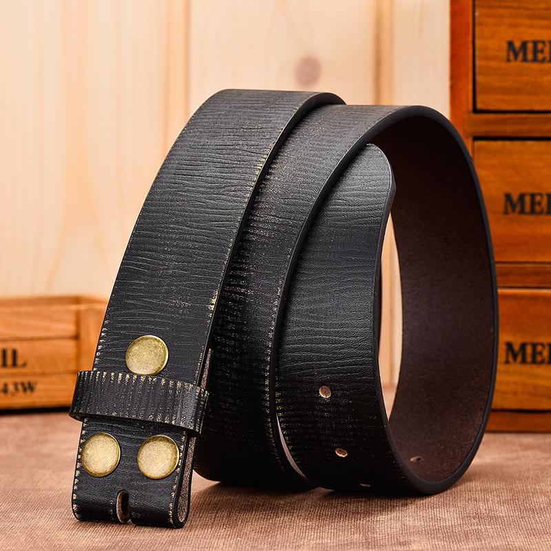 Retro Leather Belt Body Four-In-One Buckle Connecting Button Head Men'S Belt Headless Leather Belt Body
