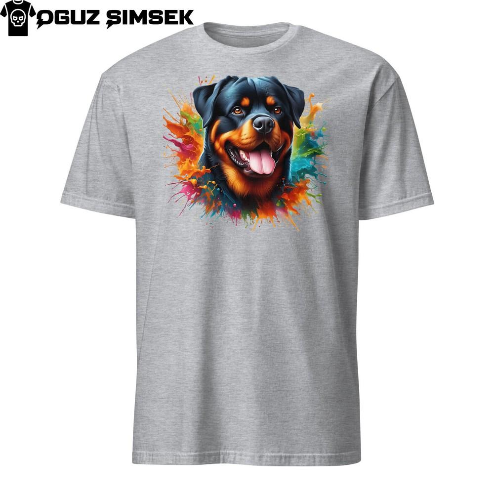 

Красочная унисекс футболка с ротвейлером | Яркий дизайн собаки с брызгами краски 2XL