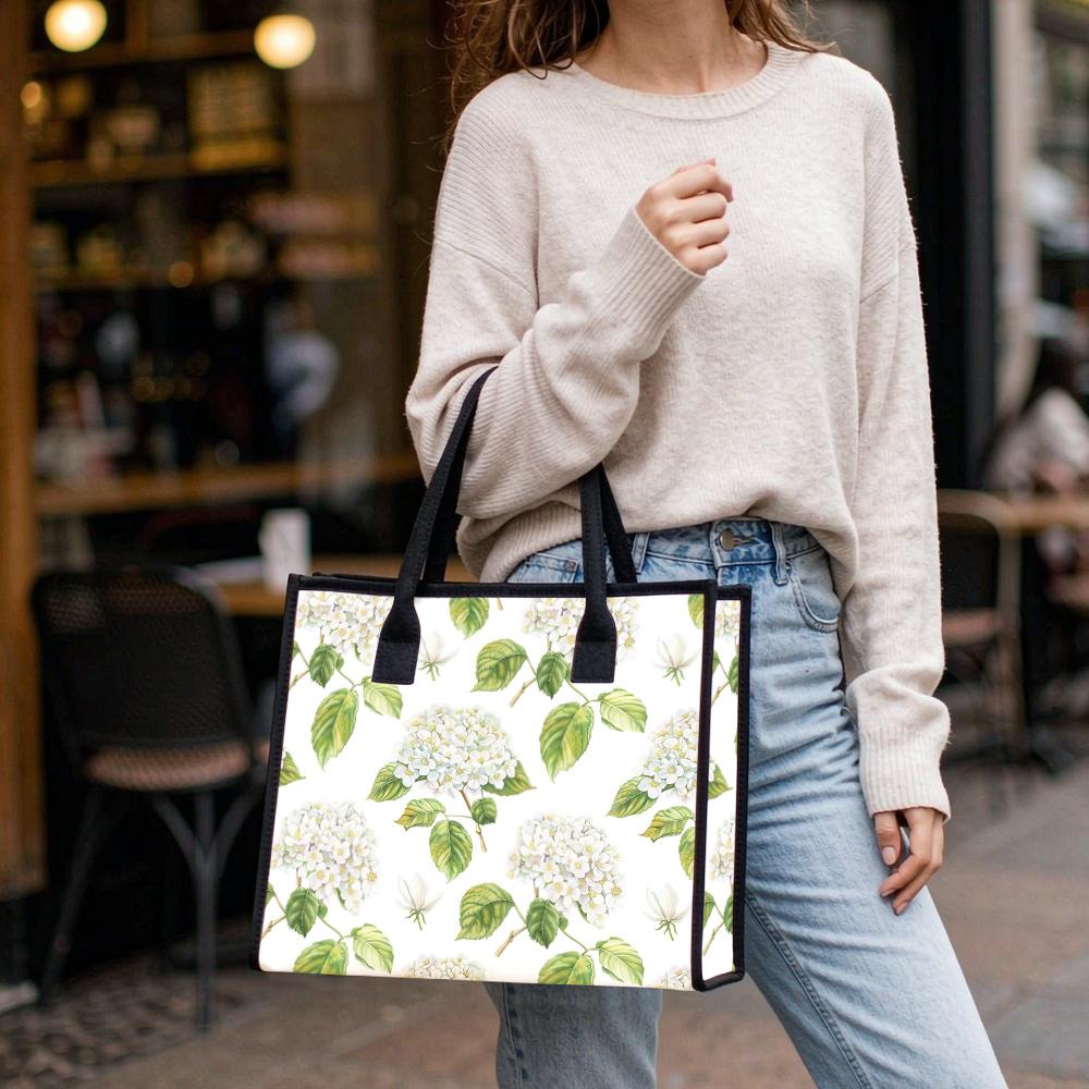 Floral Printed Tote Bag Casual Large Capacity Handbag for Daily Shopping Outing