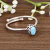 Arizona Turquoise Adjustable Ring 925 Sterling Silver, Oval Turquoise Ring, Minimalist Open Ring, Dainty Turquoise Jewelry Gift for Women.