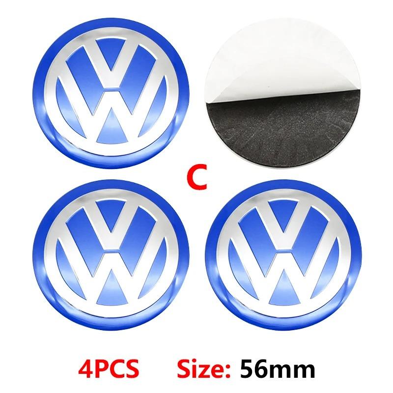For VW 4PCS Car Wheel Center Hub Cap Logo Sticker Emblem Badge Cover For VW Volkswagen Polo Golf Passat Tiguan Jetta Touareg Magotan EM1