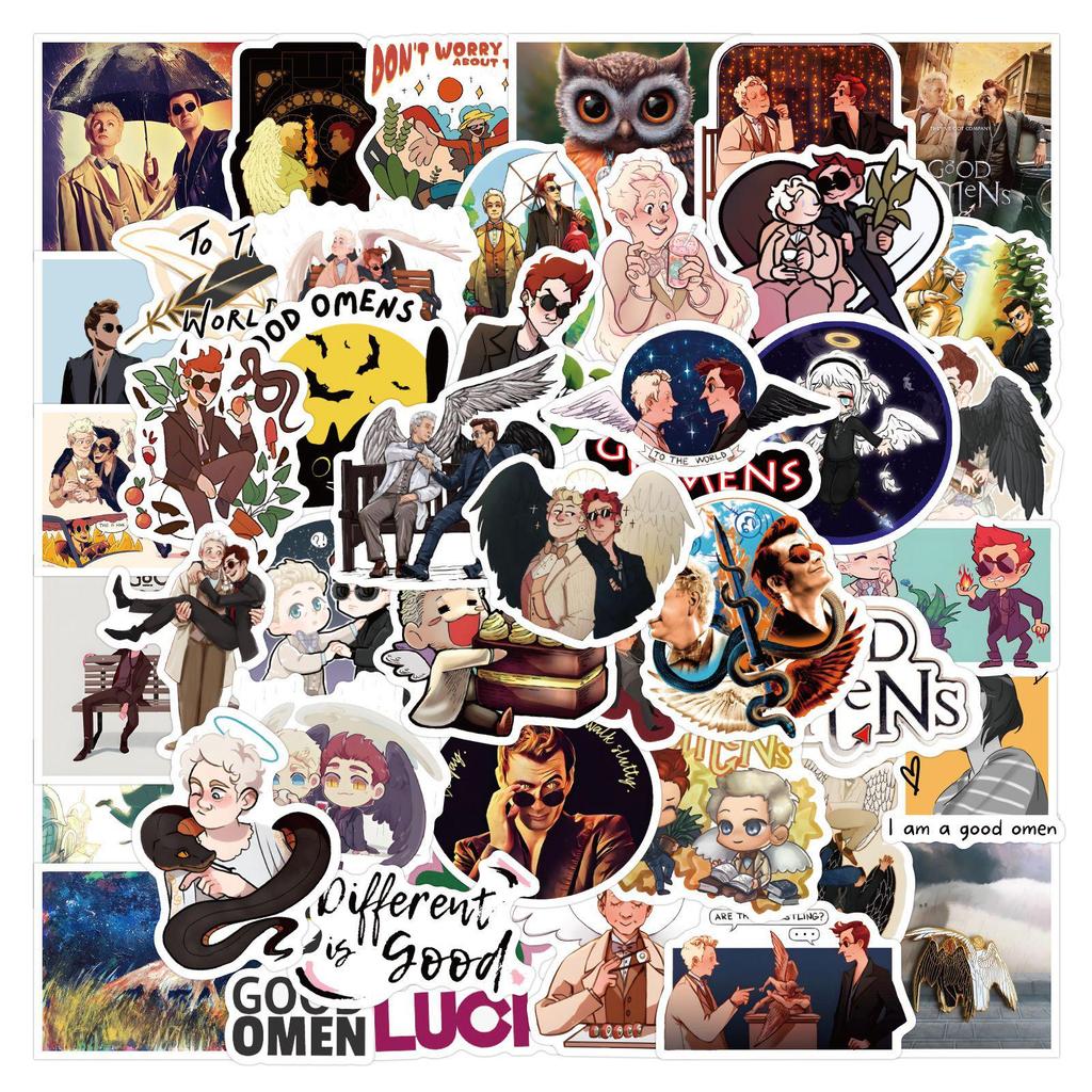 60 Waterproof Good Omens Cartoon Stickers for Decoration: Perfect for Water Cups, Stationery, and Computers