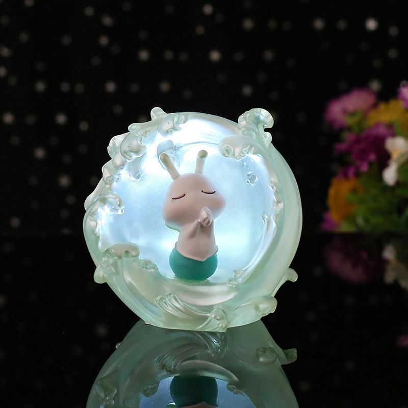 Resin Craft Mermaid Night Light With Star Design For Bedroom Decor