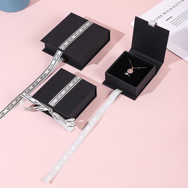 Magnetic Ribbon Flip Box for Jewelry - Necklace, Bracelet, Earrings Storage