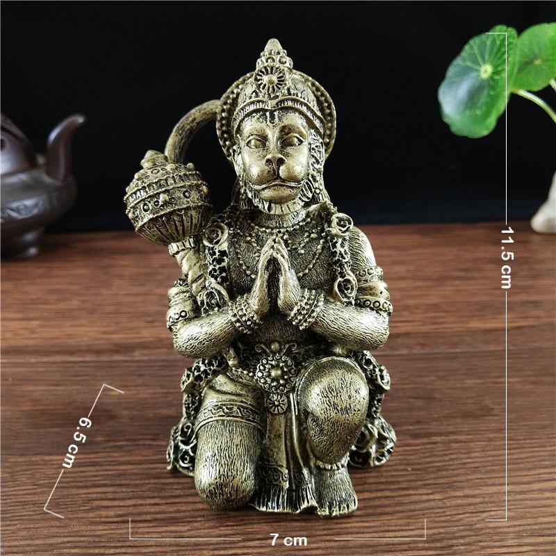 Jadefarbene Hanuman Statue Skulptur Große Harz Ornamente Hindu Affengott Buddha Statuen Figur Dekoration für Zuhause Glücksbringer Geschenke