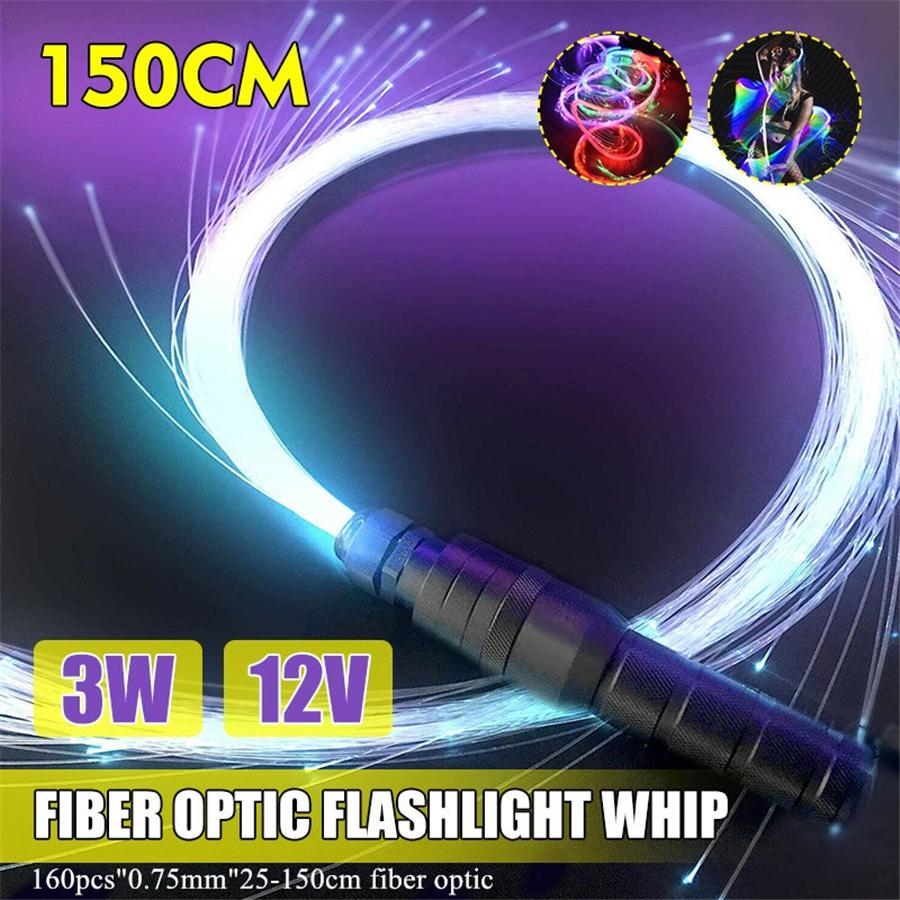 Led Fiber Optic Dance Whip 360° Rotation Light Up Waving Holiday 0.75Mm 25-150Cm