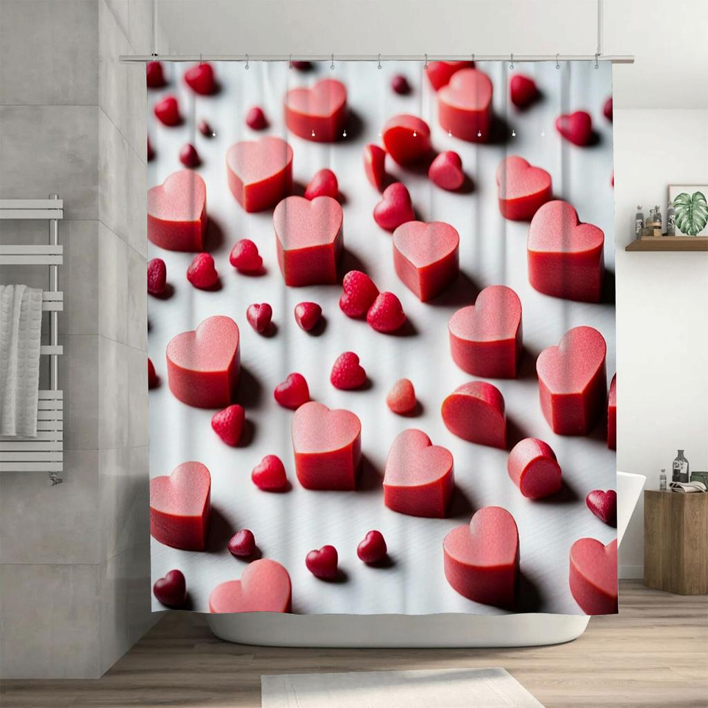 Red Heart Shower Curtain | Romantic and Modern Bathroom Decor