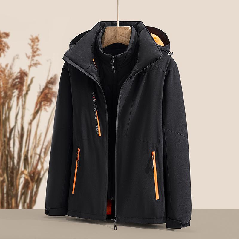 Two-piece Cotton Coat Set for Men Plus Fleece for Men, Winter Warm Three-in-one Jacket and Vest Two-piece Set for Couples
