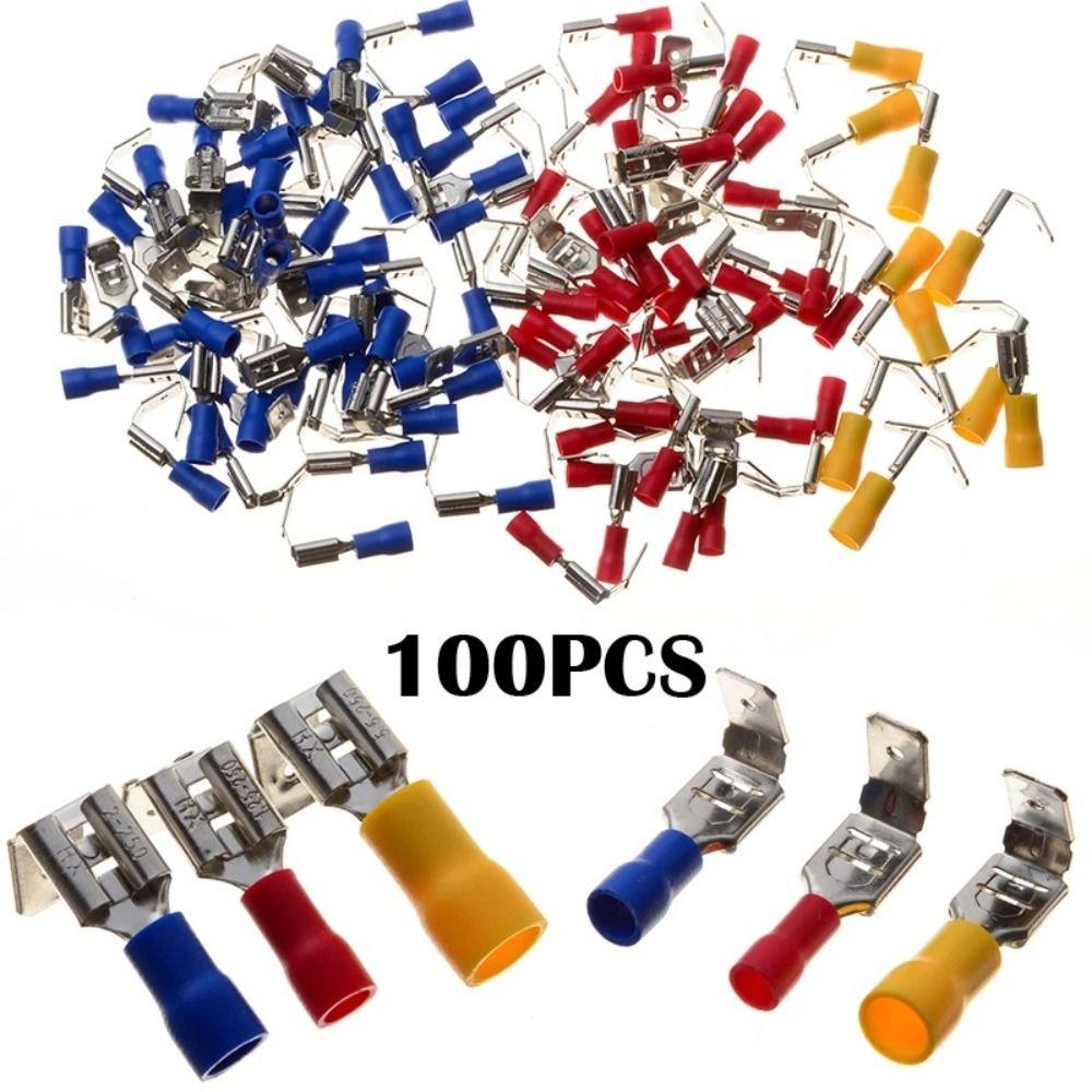 100pcs 10-22AWG Piggy Back Spade Terminators Crimp Electrical Terminals Home Appliances