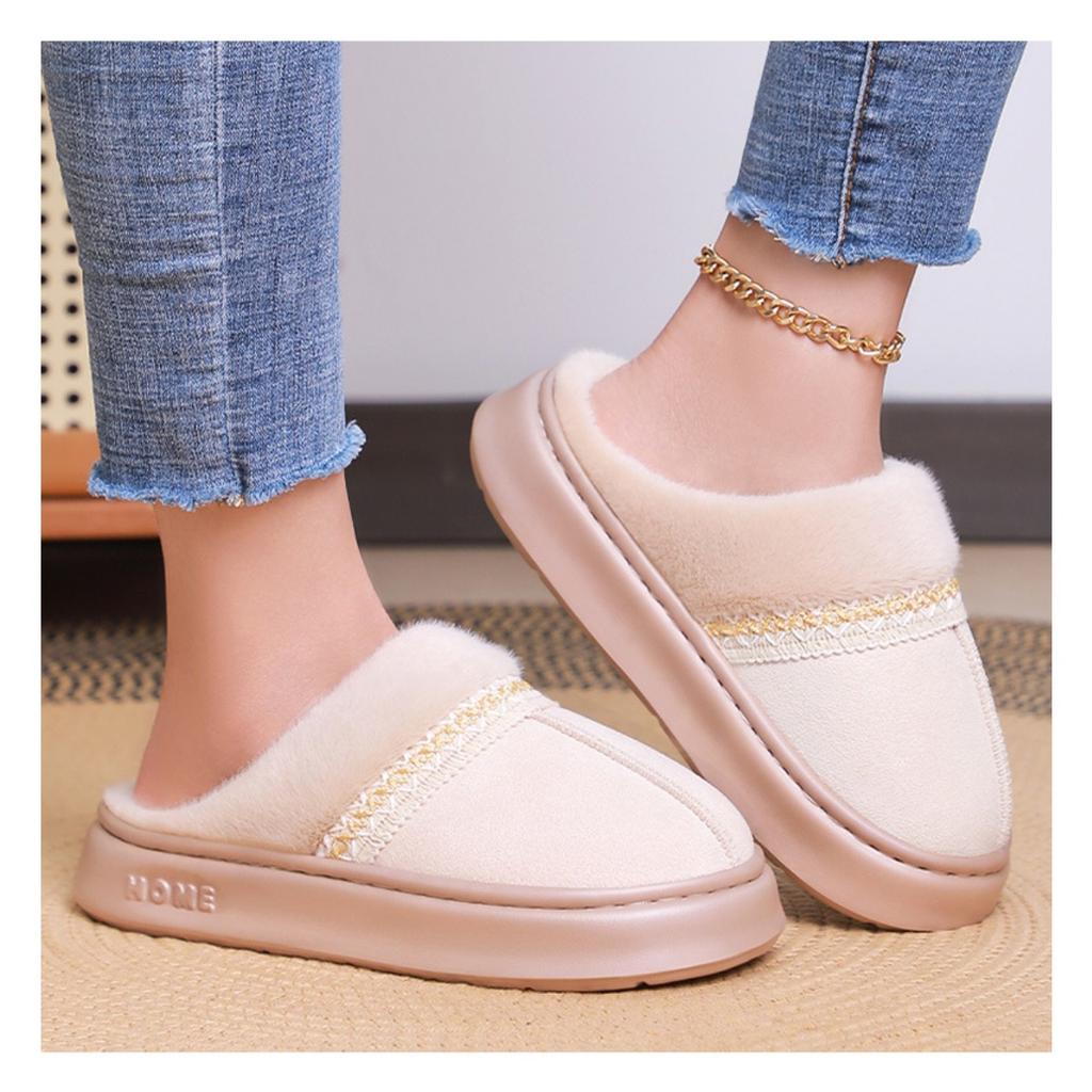 Women's Cotton Shoes with Winter Velvet and Thick Cotton Boots, Plus Size Versatile Women's Short Boots, One Foot Cotton Slippers