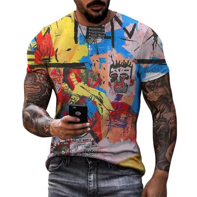 Sommer Bleistiftzeichnung Bedrucktes 3D-T-Shirt Herren Street Trendy Sport Kurzarmhemd