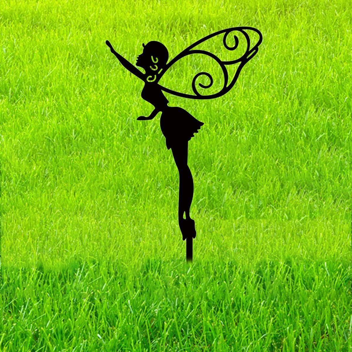

1pc Metal Fairy Pixie Ground Plug Lawn Home Garden Planter Iron Decoration Inserts