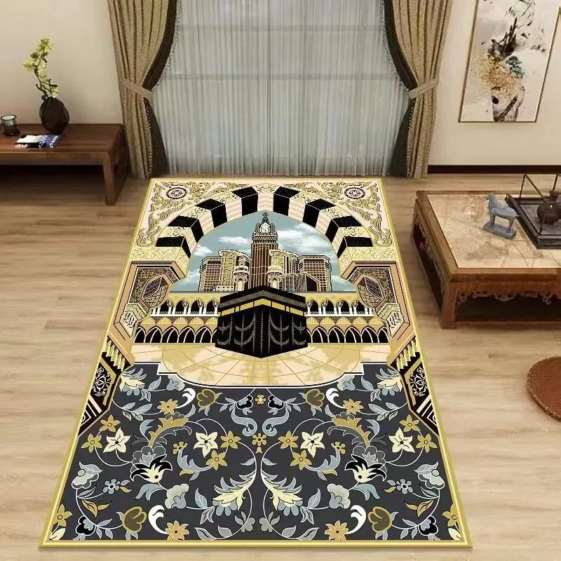Authentic Ethnic Muslim Prayer Rug Living Room Decor Anti-slip Carpets Bedroom Soft Rug Entrance Doormat Cultural Muslim Carpet